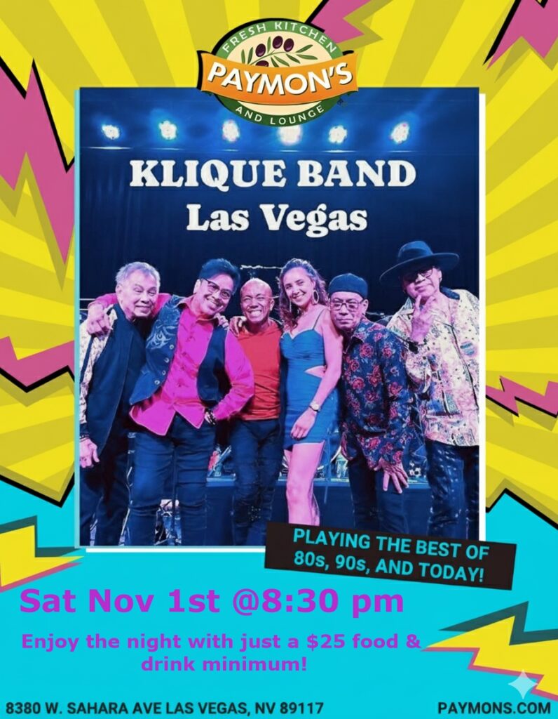 Klique Band performing live at Paymon’s Fresh Kitchen and Lounge in Las Vegas, playing hits from the 80s, 90s, and today